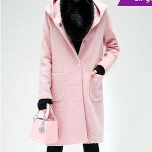 - CocoBella pink hooded wool blend coat l